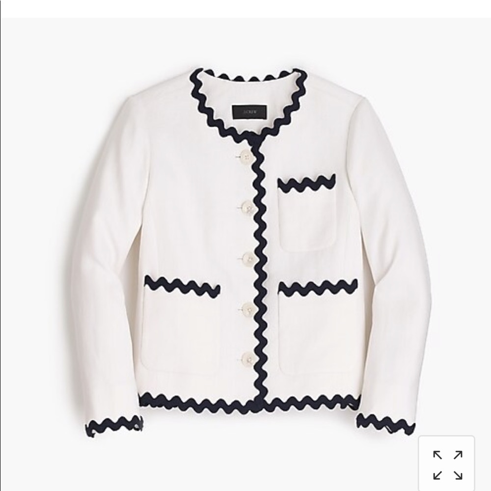 EUC J Crew Lady Jacket Rickrack Trim Linen